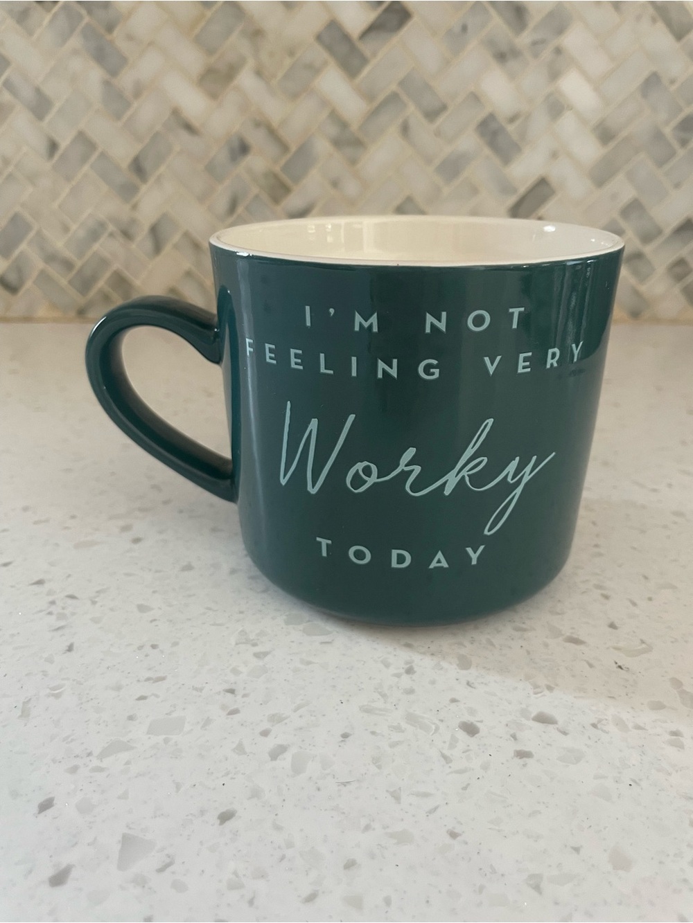 Opalhouse “I’m Not Feeling Very Worky Today” Mug Blue Stoneware Coffee Cup Funny